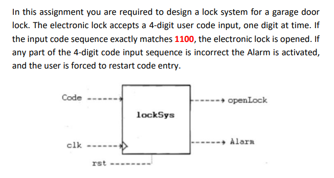 Solved In this assignment you are required to design a lock | Chegg.com