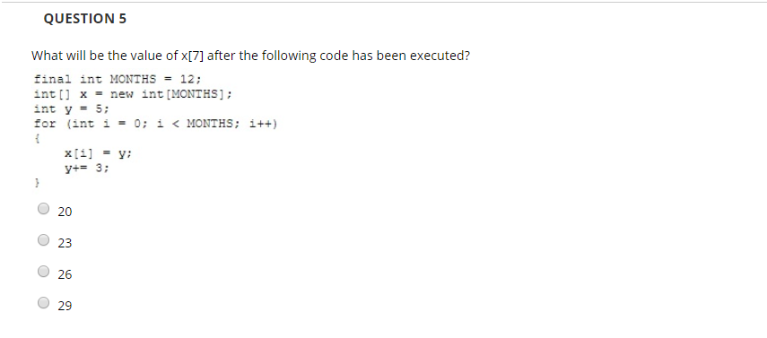 Solved QUESTION 5 What will be the value of x[7] after the | Chegg.com