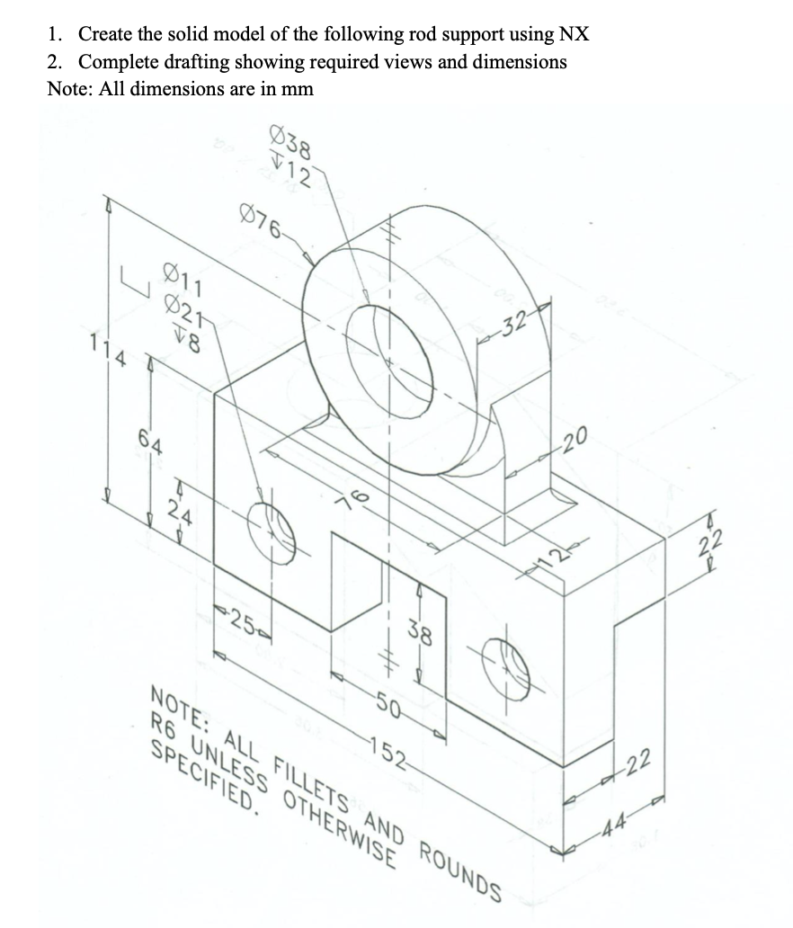 Solved 1. Create the solid model of the following rod | Chegg.com