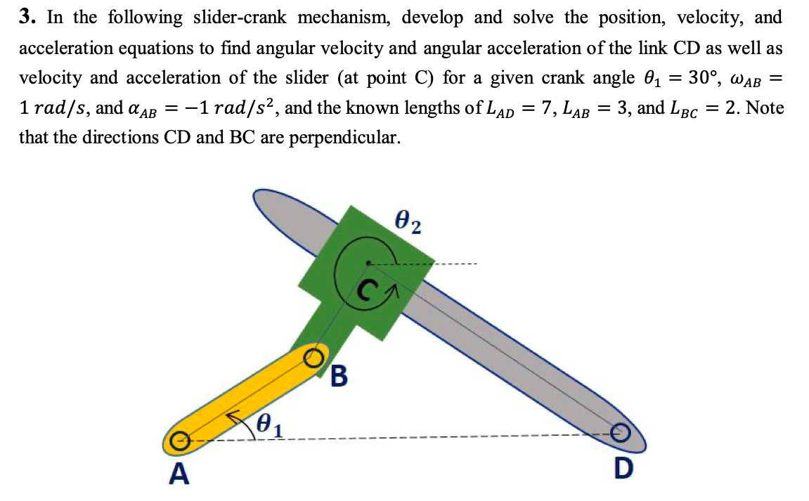 3. In The Following Slider-crank Mechanism, Develop | Chegg.com