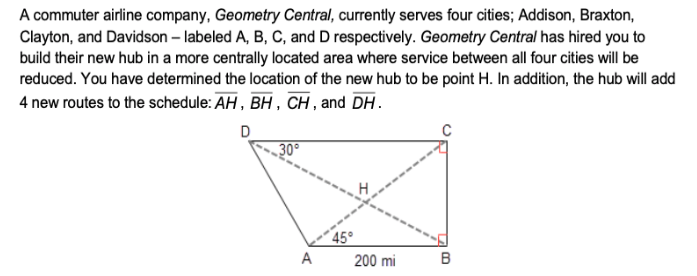 Solved A commuter airline company, Geometry Central, | Chegg.com