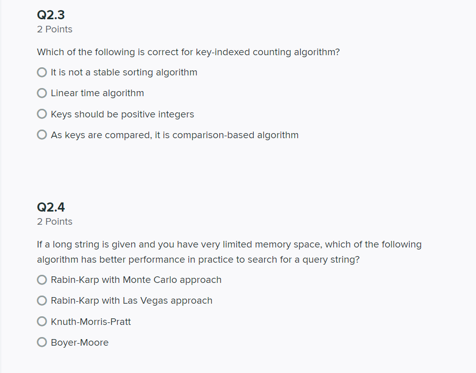 Solved Q2.3 2 Points Which of the following is correct for