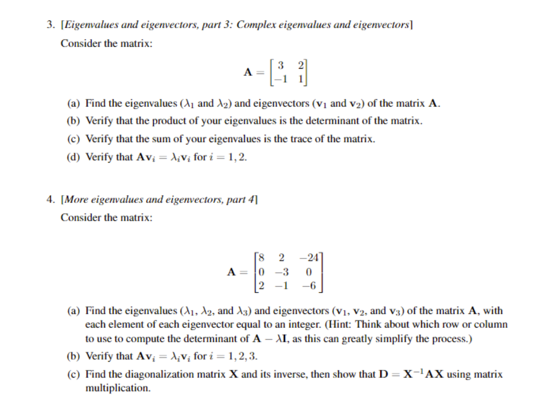 Solved 3. [Eigenvalues and eigenvectors, part 3: Complex | Chegg.com