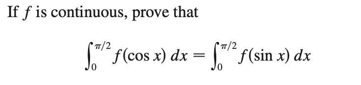 Solved If f is continuous, prove that | Chegg.com