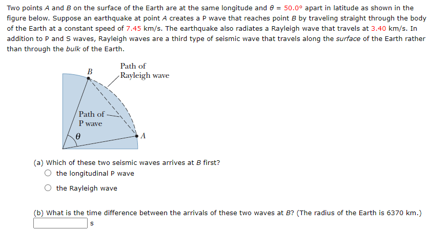 Solved Two points A and B on the surface of the Earth are at | Chegg.com