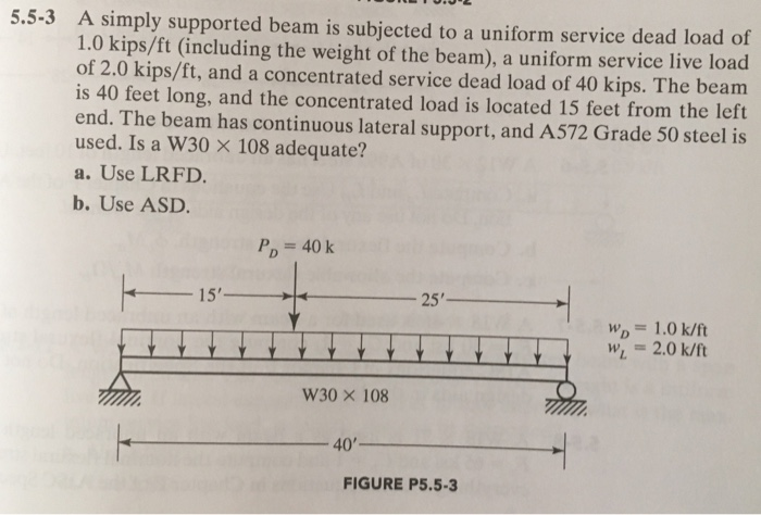 Service Dead Load 5.5-3 A simply supported beam is subjected to a | Chegg.com
