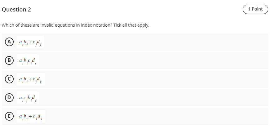 Solved Question 2 Which of these are invalid equations in | Chegg.com
