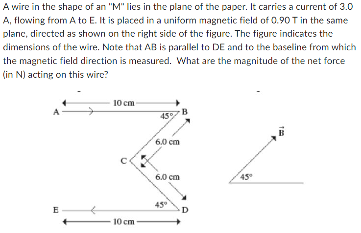 Solved A Wire In The Shape Of An "M" Lies In The Plane Of | Chegg.com