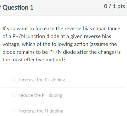 Solved If you want to increase the reverse bias capacitance | Chegg.com
