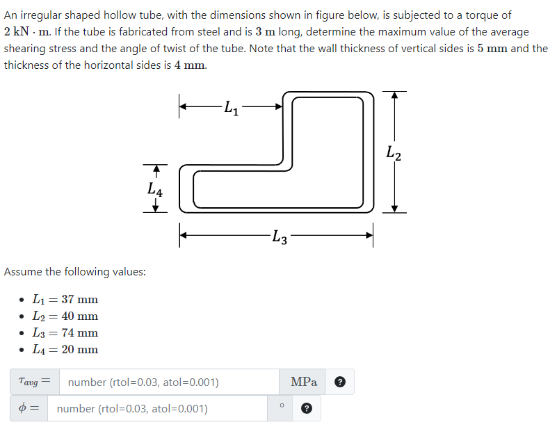 Solved An irregular shaped hollow tube, with the dimensions