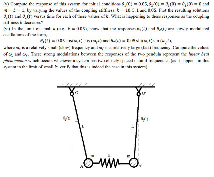 V Compute The Response Of This System For Initia Chegg Com