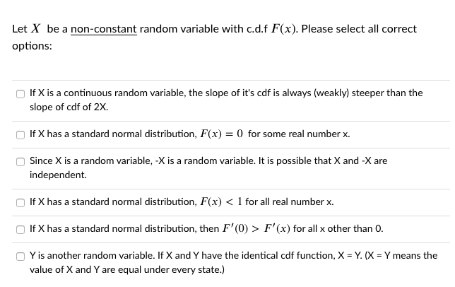 Let X be a non-constant random variable with c.d.f | Chegg.com