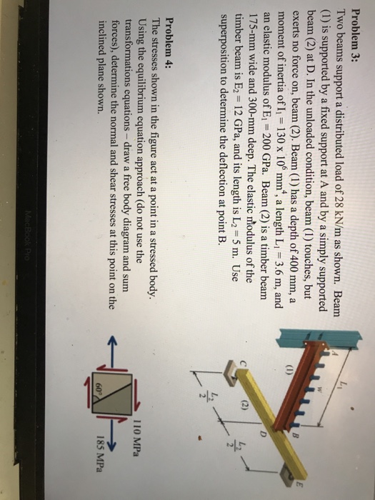 Solved Problem 3: Two beams support a distributed load of 28 | Chegg.com
