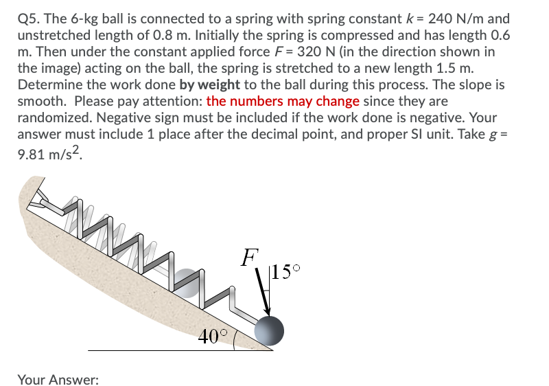 Solved Q4. The 6-kg ball is connected to a spring with | Chegg.com