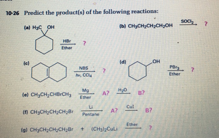 Solved Predict The Product S Of The Following Reactions