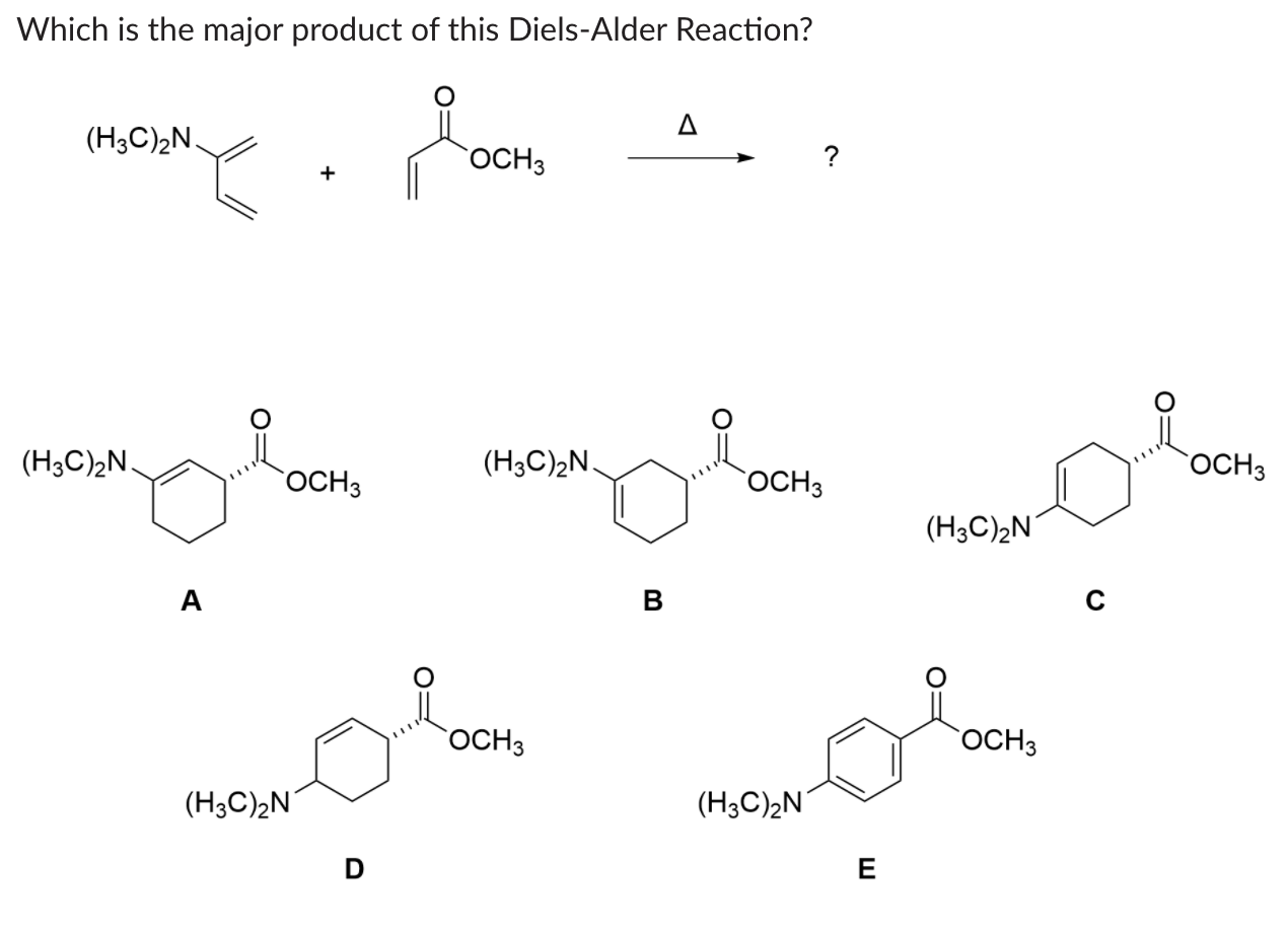 Solved Which is the major product of this Diels-Alder | Chegg.com