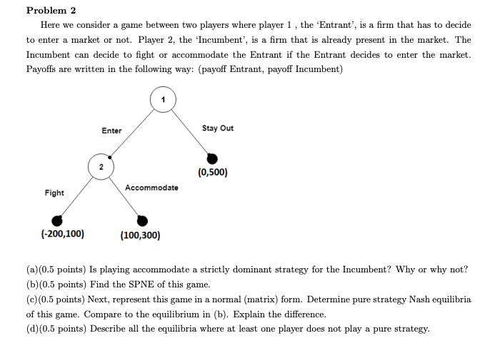 Solved Problem 2 Here we consider a game between two players | Chegg.com