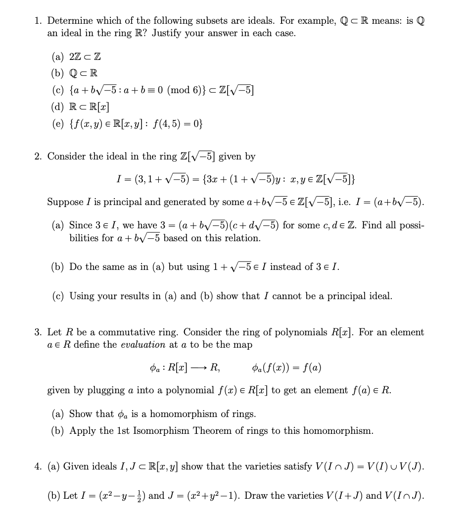 Solved 1. Determine which of the following subsets are | Chegg.com