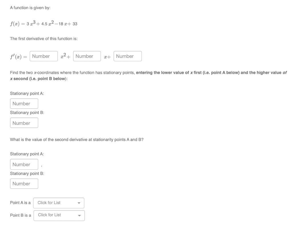 Solved A function is given by: f(x) = 3 23+ 4.522–18 x+ 33 | Chegg.com