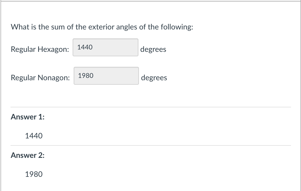 sum of exterior angles in a regular hexagon