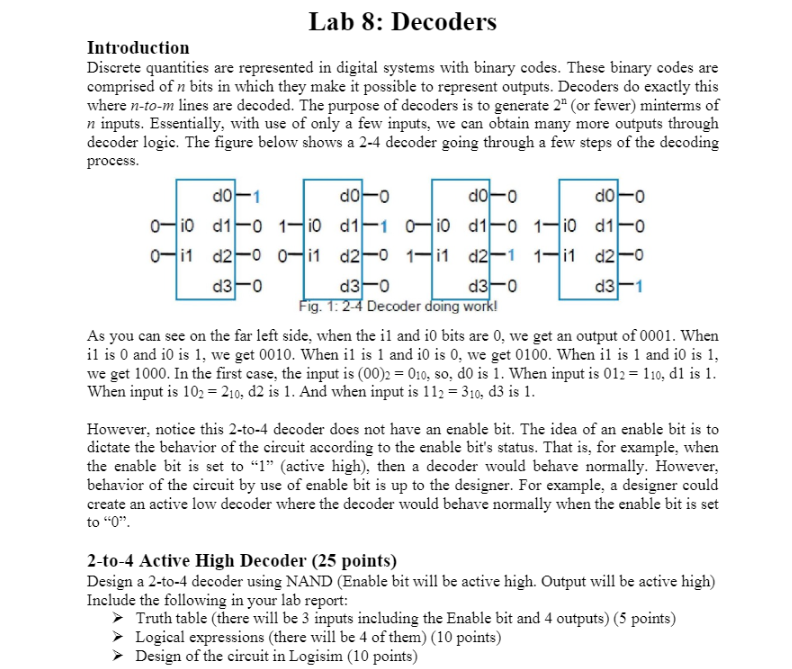 Solved Lab 8: Decoders Introduction Discrete quantities are | Chegg.com