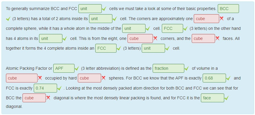 Solved To generally summarize BCC and FCC unit cells we must | Chegg.com
