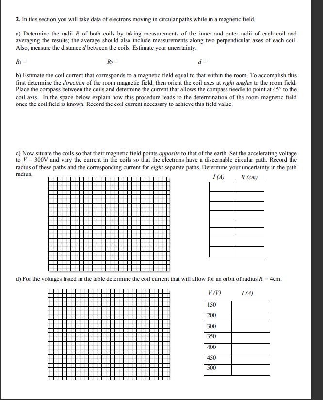 2. In this section you will take data of electrons | Chegg.com