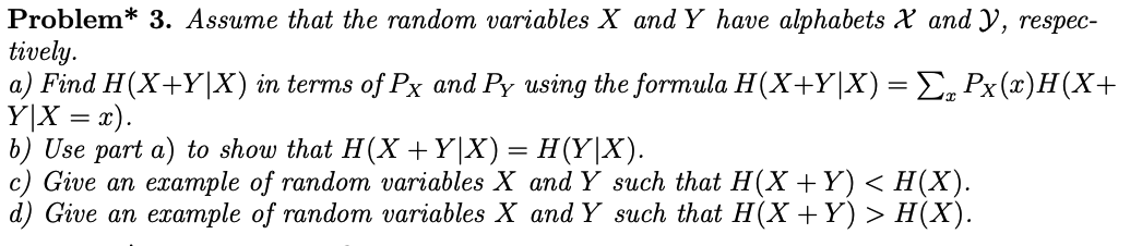 Problem* 3. Assume that the random variables X and Y | Chegg.com