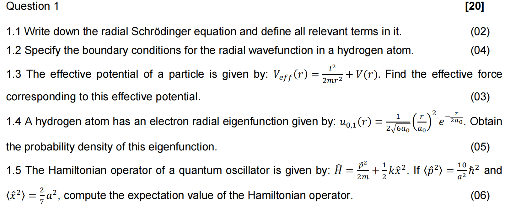 Solved 1.1 Write down the radial Schrödinger equation and | Chegg.com