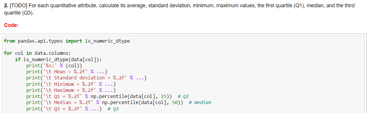 Solved 2. [TODO] For each quantitative attribute, calculate | Chegg.com