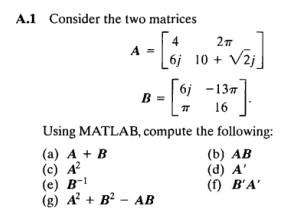 Solved A.1 Consider the two matrices | Chegg.com