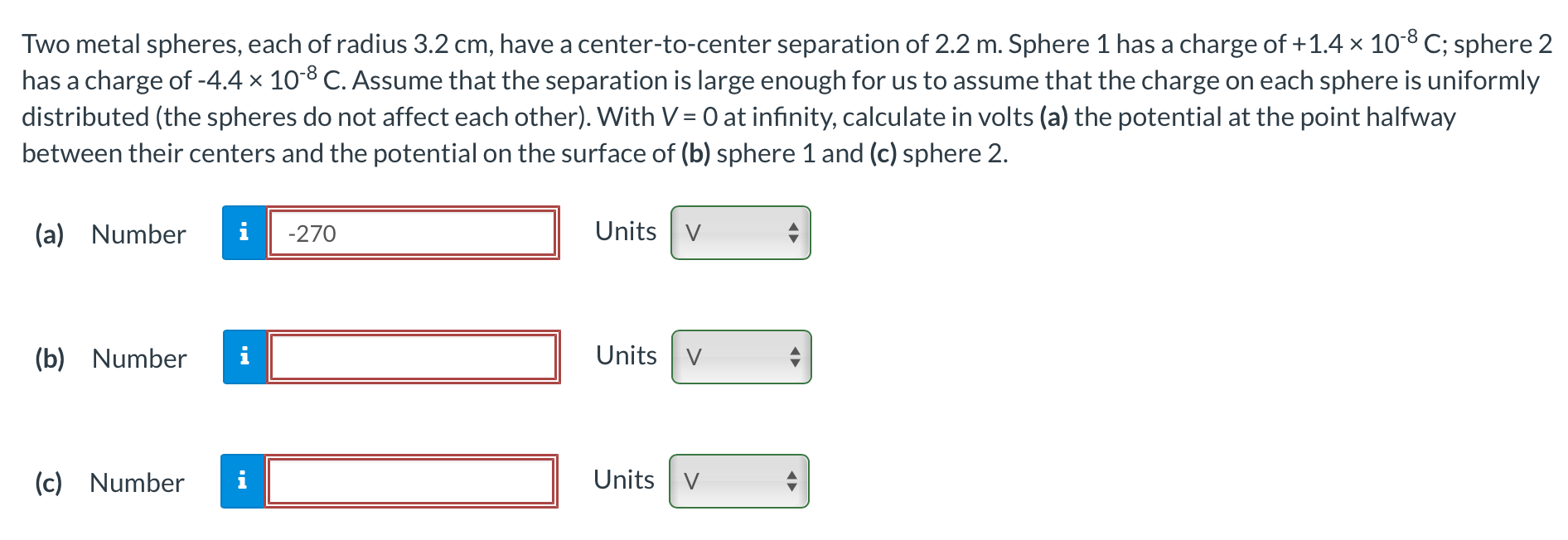 Solved Two metal spheres, each of radius 3.2 cm, have a