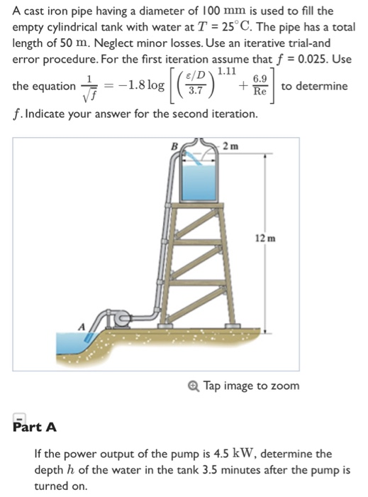 Solved A cast iron pipe having a diameter of 100 mm is used | Chegg.com