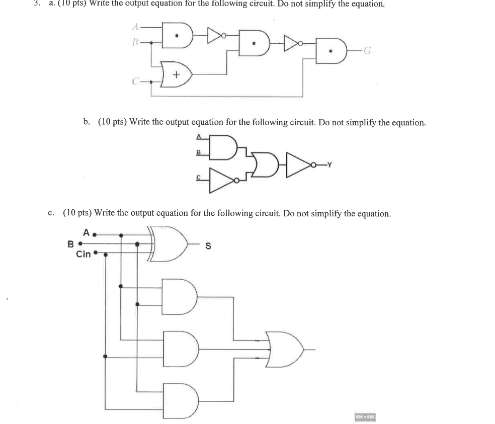 b. (10 pts) Write the output equation for the | Chegg.com