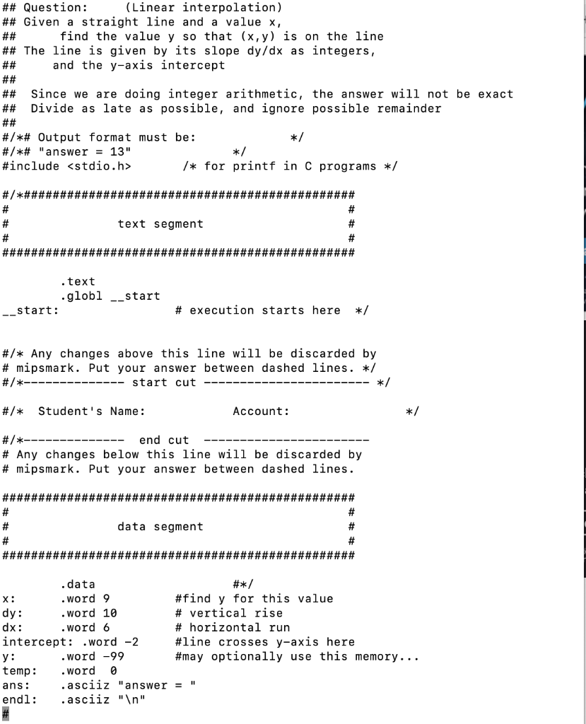 Solved ## Question: (Linear interpolation) ## Given a | Chegg.com