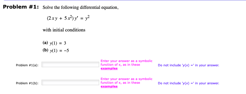 Solved Problem #1: Solve the following differential | Chegg.com