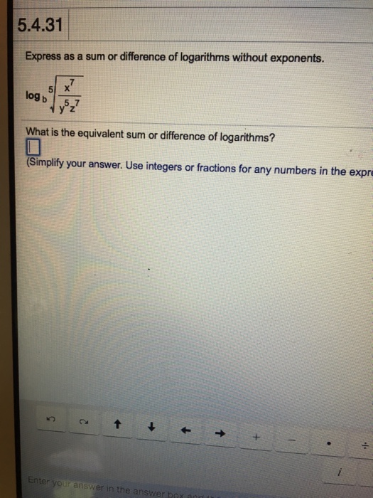 Solved Express as a sum or difference of logarithms without | Chegg.com