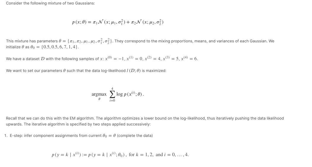 Solved Consider the following mixture of two Gaussians: p(x; | Chegg.com