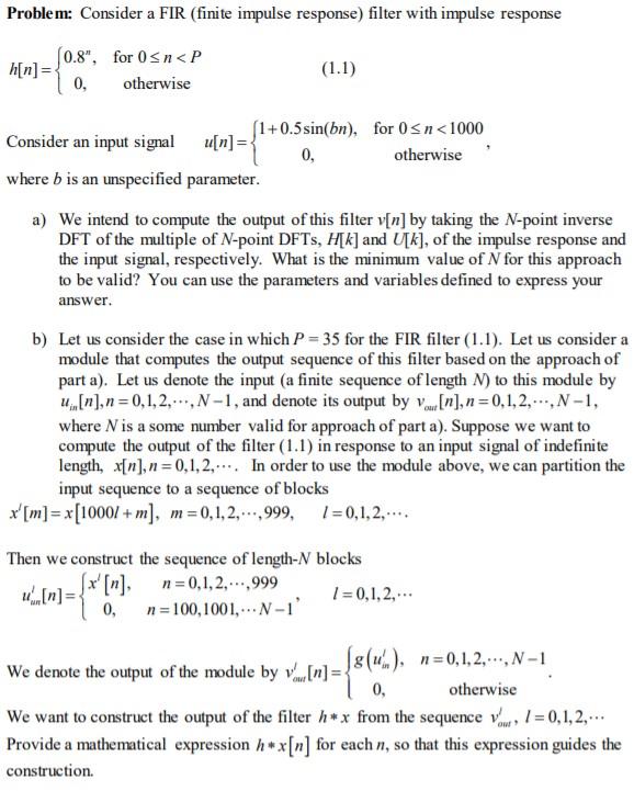 Solved Problem: Consider A FIR (finite Impulse Response) | Chegg.com