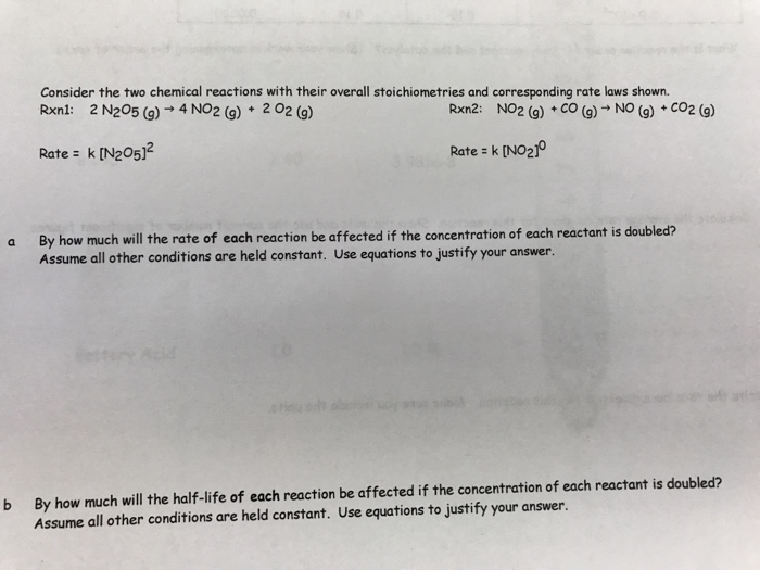 Solved Consider the two chemical reactions with their | Chegg.com