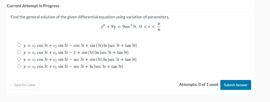 Solved Current Attempt In ProgressFind The General Solution | Chegg.com