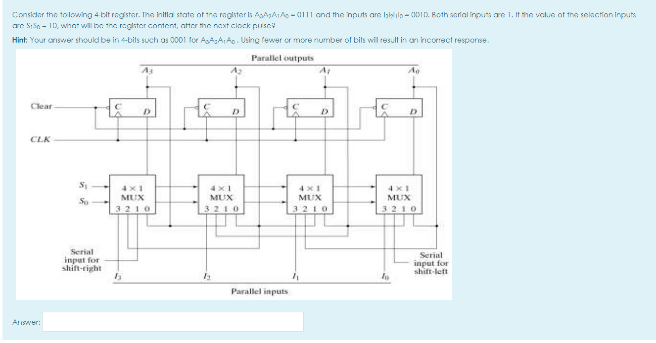 Solved Consider The Following 4-bit Register. The Initial | Chegg.com