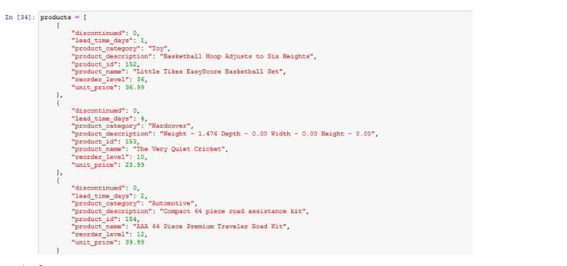 Solved Given the list of products defined in the cell below, | Chegg.com