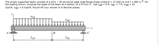 Solved The simply supported beam consists of a W21 x 50 | Chegg.com