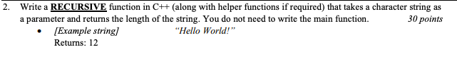 Solved 2. Write a RECURSIVE function in C++ (along with | Chegg.com