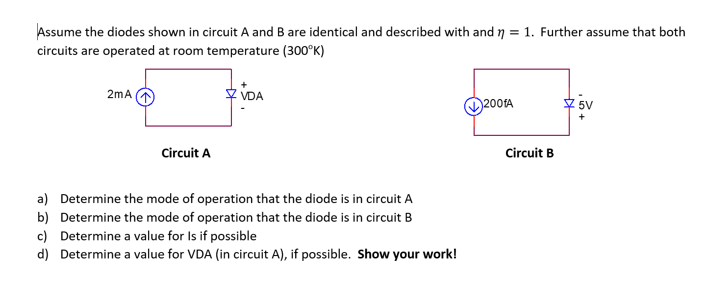 Solved Assume the diodes shown in circuit A and B are | Chegg.com