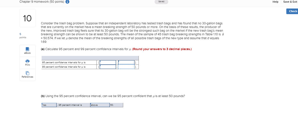 Solved Chapter 9 Homework (50 points) Saved Help Save & Exit | Chegg.com