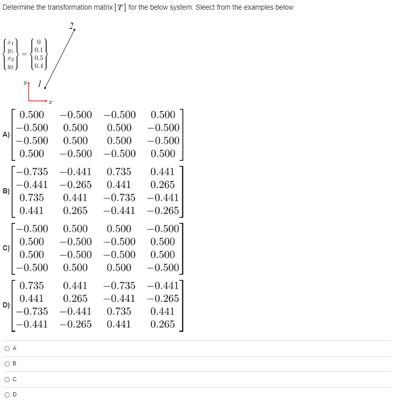 Solved Determine the transformation matrix [T] for the below | Chegg.com