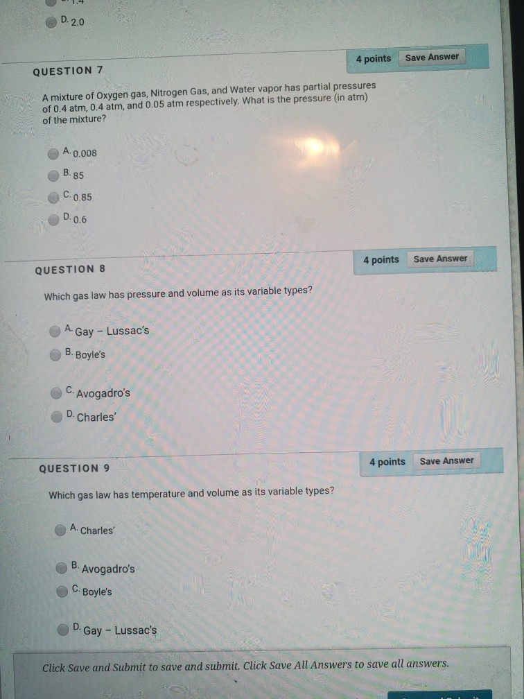 Solved 4 points Save Ans QUESTION 1 Calculate the pressure, | Chegg.com