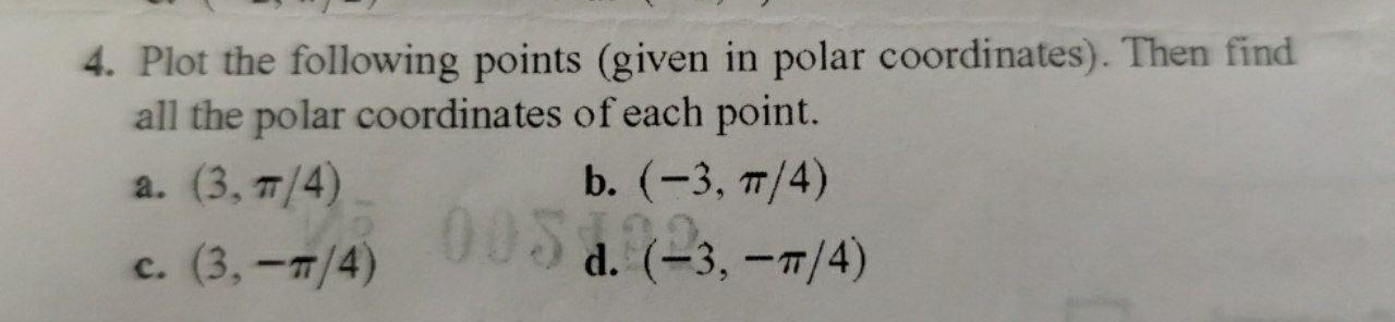 Solved 4. Plot the following points (given in polar | Chegg.com